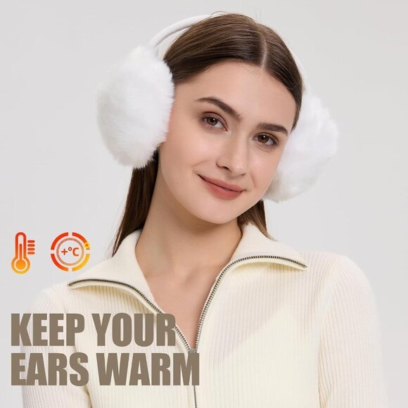 Women Winter Fleece Lined Earmuffs Adjustable Bow Ear Warmer Outdoor